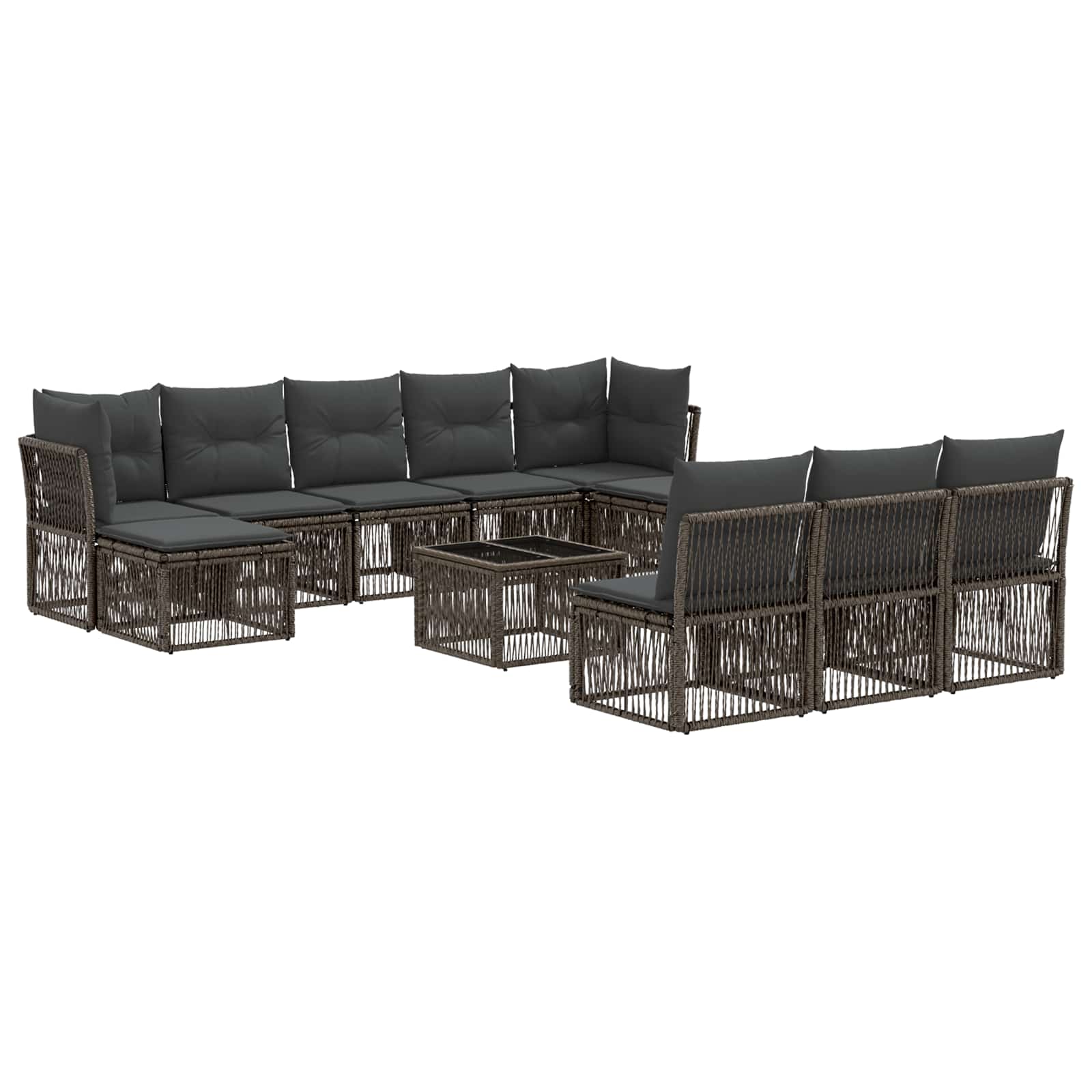 vidaXL Tuinbankenset 11 pcs Zwart poly rattan