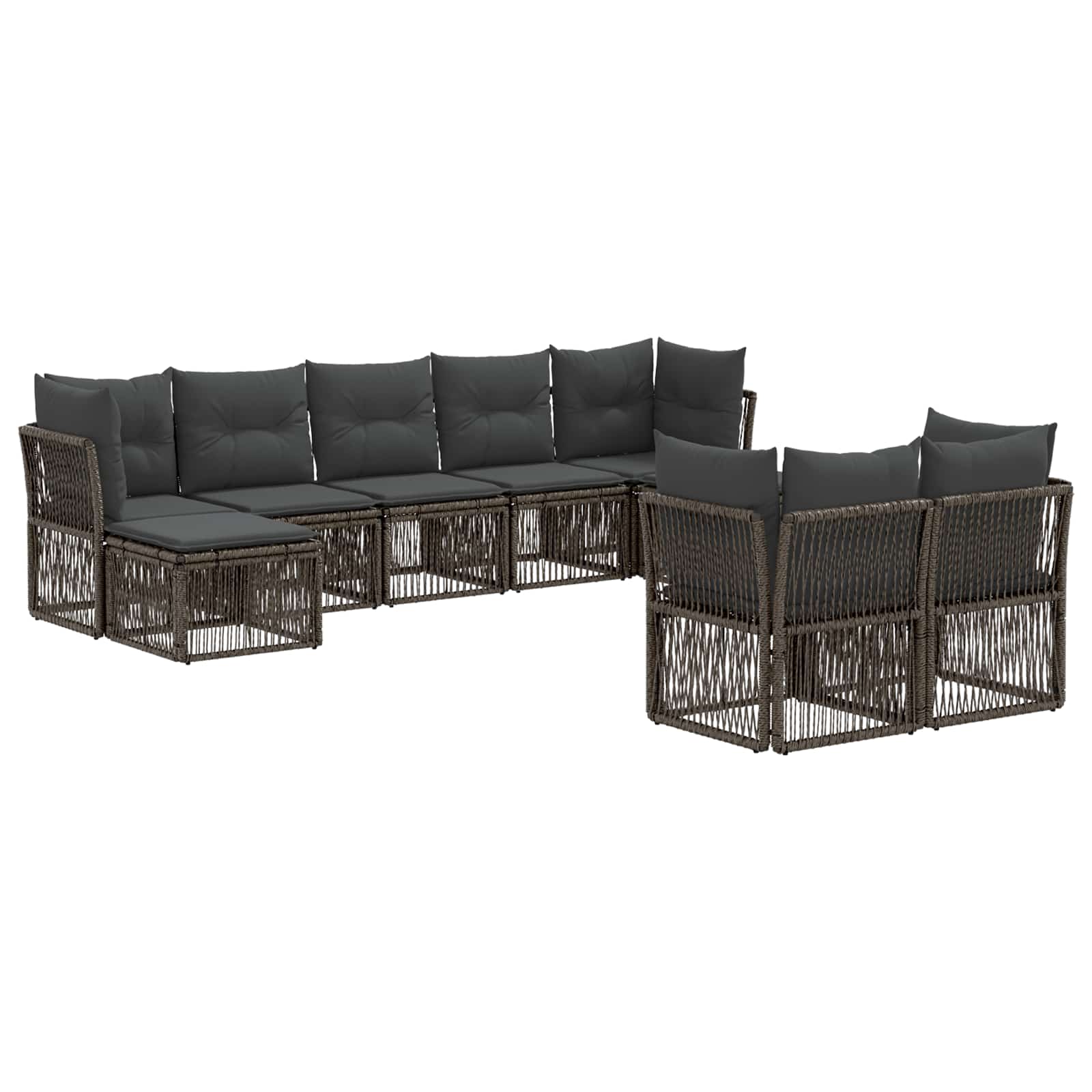 vidaXL Tuinbankenset 10 pcs Zwart poly rattan