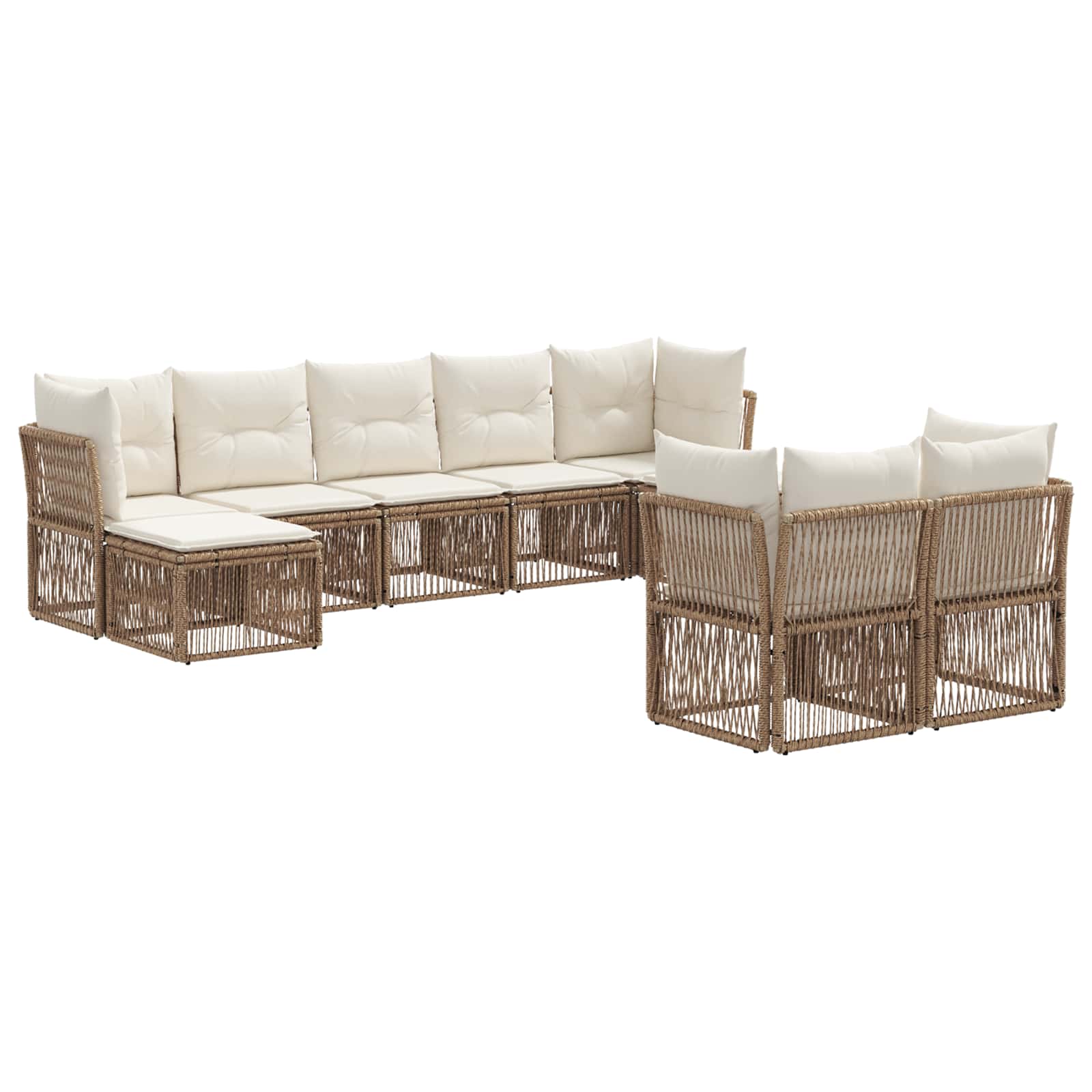 vidaXL Tuinbankenset 10 pcs Zwart poly rattan