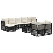 vidaXL Tuinbankenset 10 pcs Zwart poly rattan