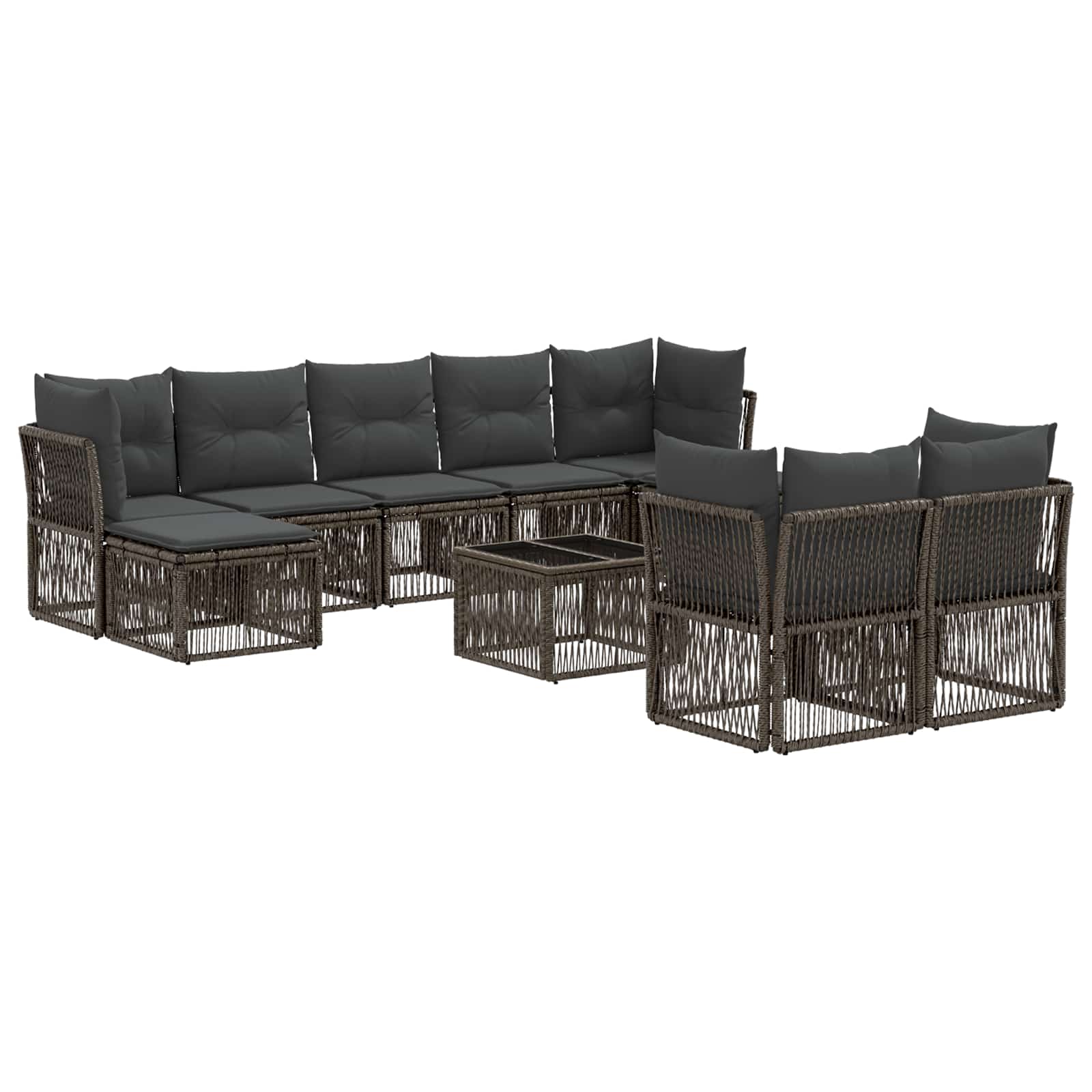 vidaXL Tuinbankenset 10 pcs Zwart poly rattan