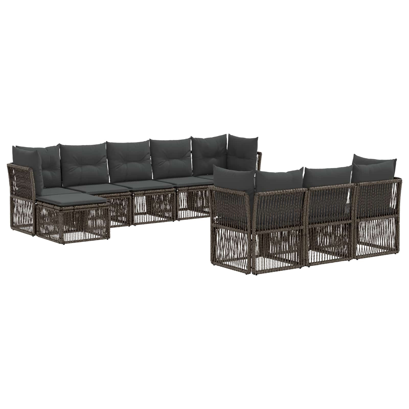 vidaXL Tuinbankenset 11 pcs Zwart poly rattan