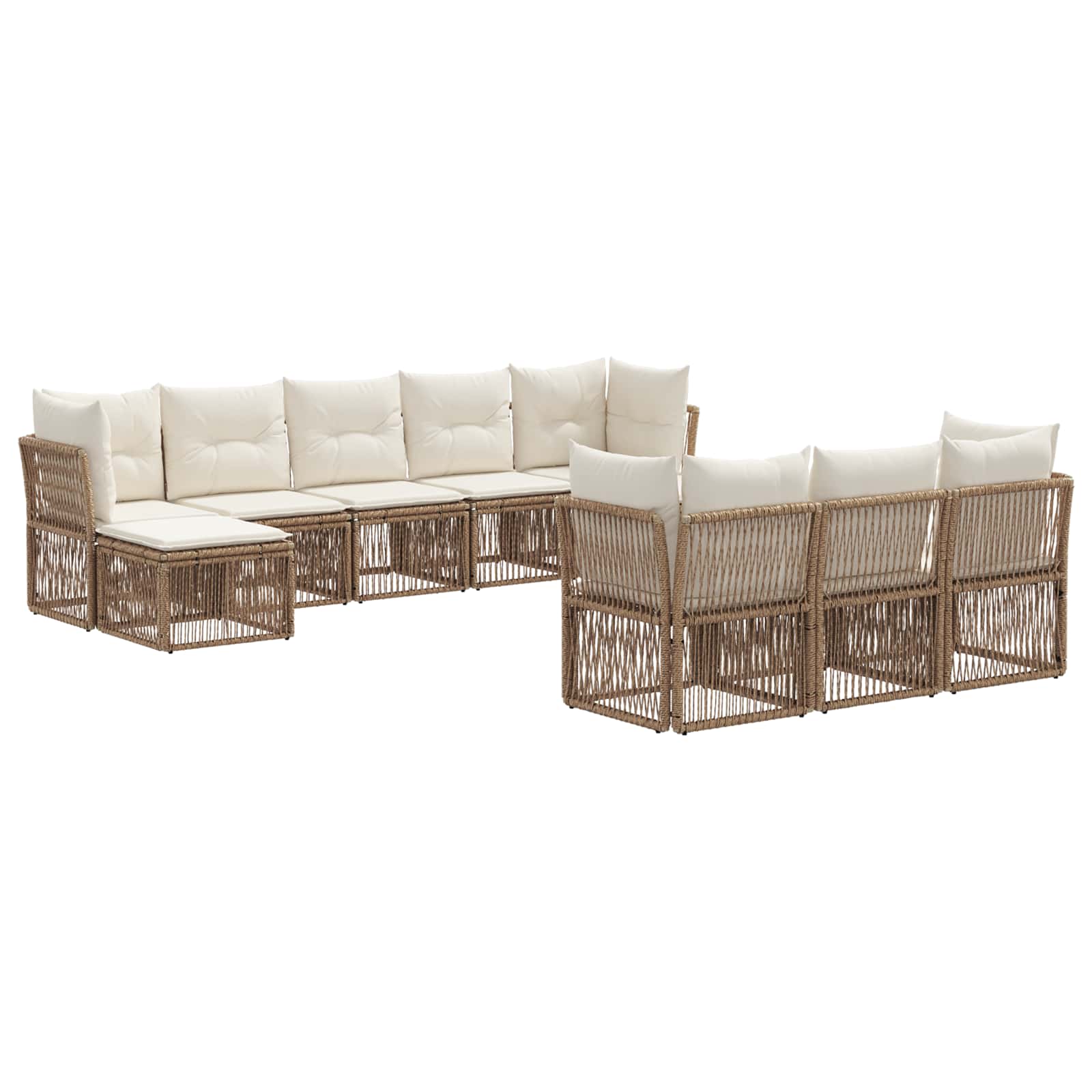 vidaXL Tuinbankenset 11 pcs Zwart poly rattan