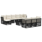 vidaXL Tuinbankenset 11 pcs Zwart poly rattan