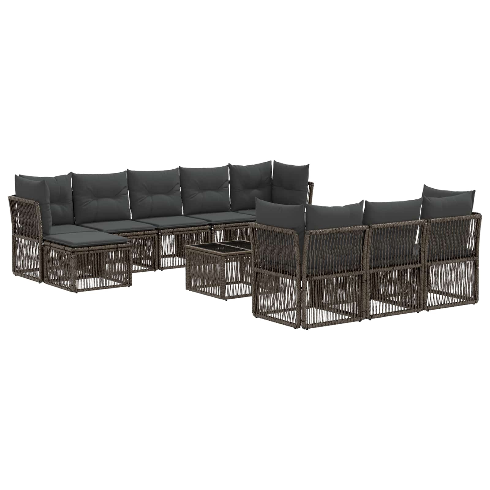 vidaXL Tuinbankenset 11 pcs Zwart poly rattan