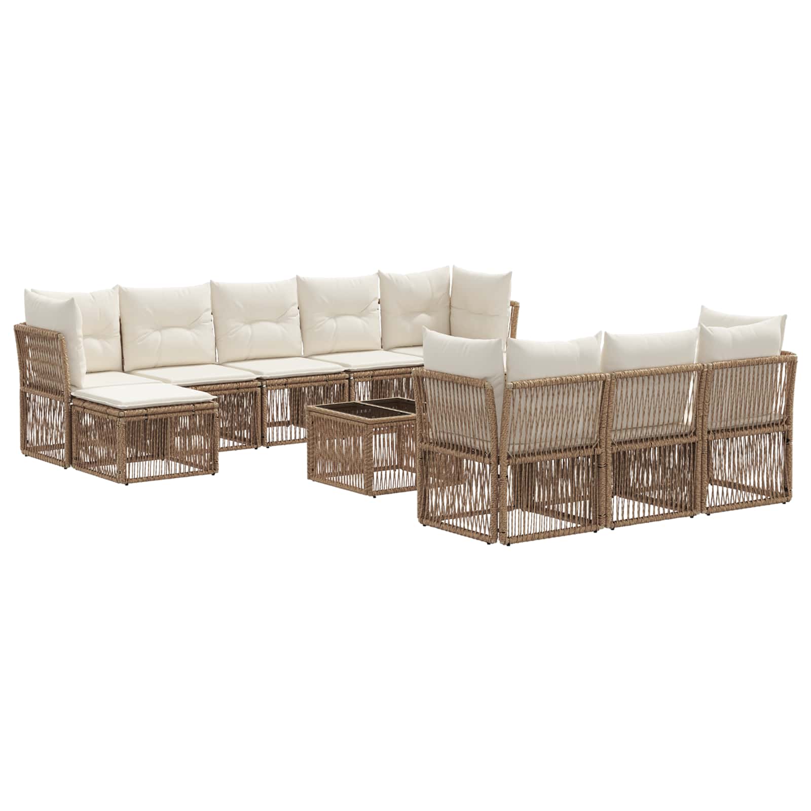 vidaXL Tuinbankenset 11 pcs Zwart poly rattan