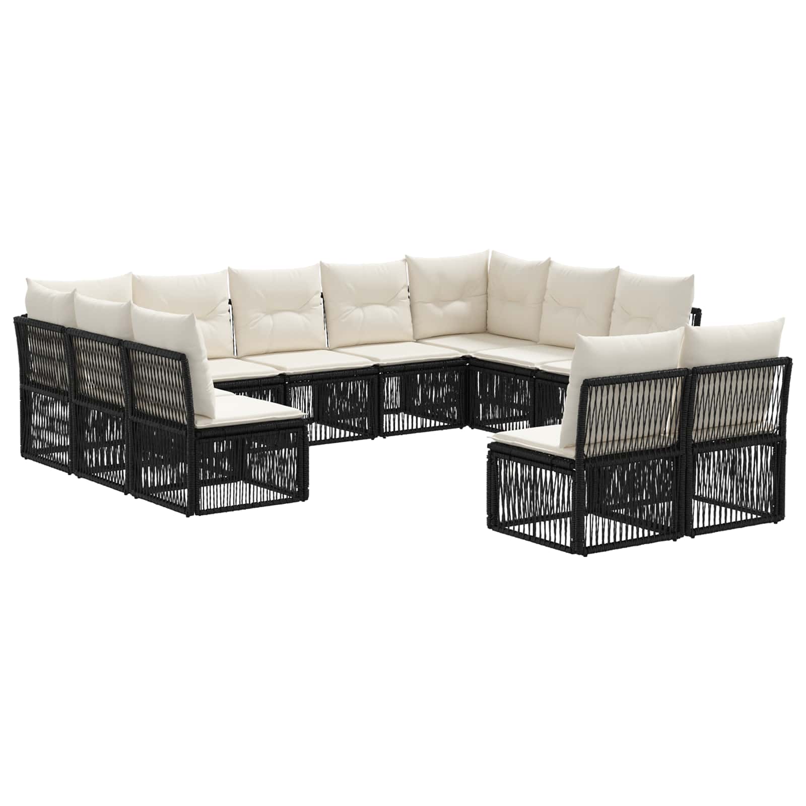 vidaXL Tuinbankenset 12 pcs Zwart poly rattan