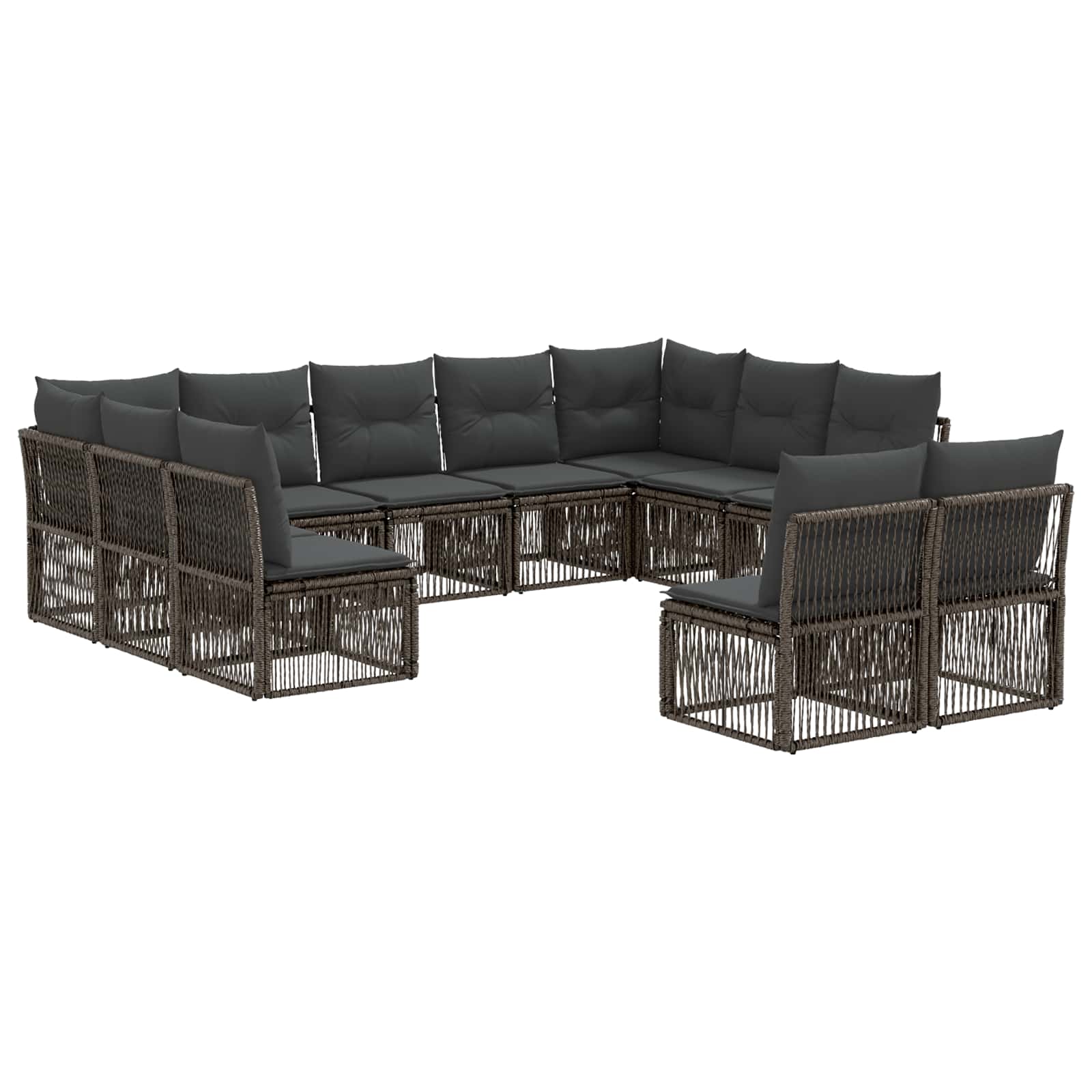 vidaXL Tuinbankenset 12 pcs Zwart poly rattan