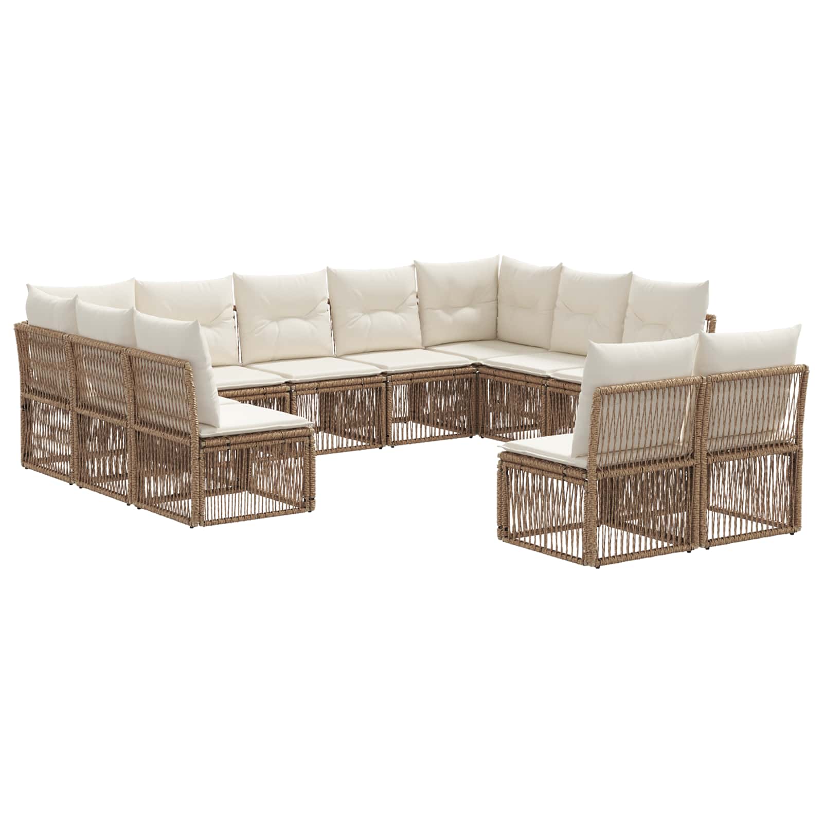 vidaXL Tuinbankenset 12 pcs Zwart poly rattan