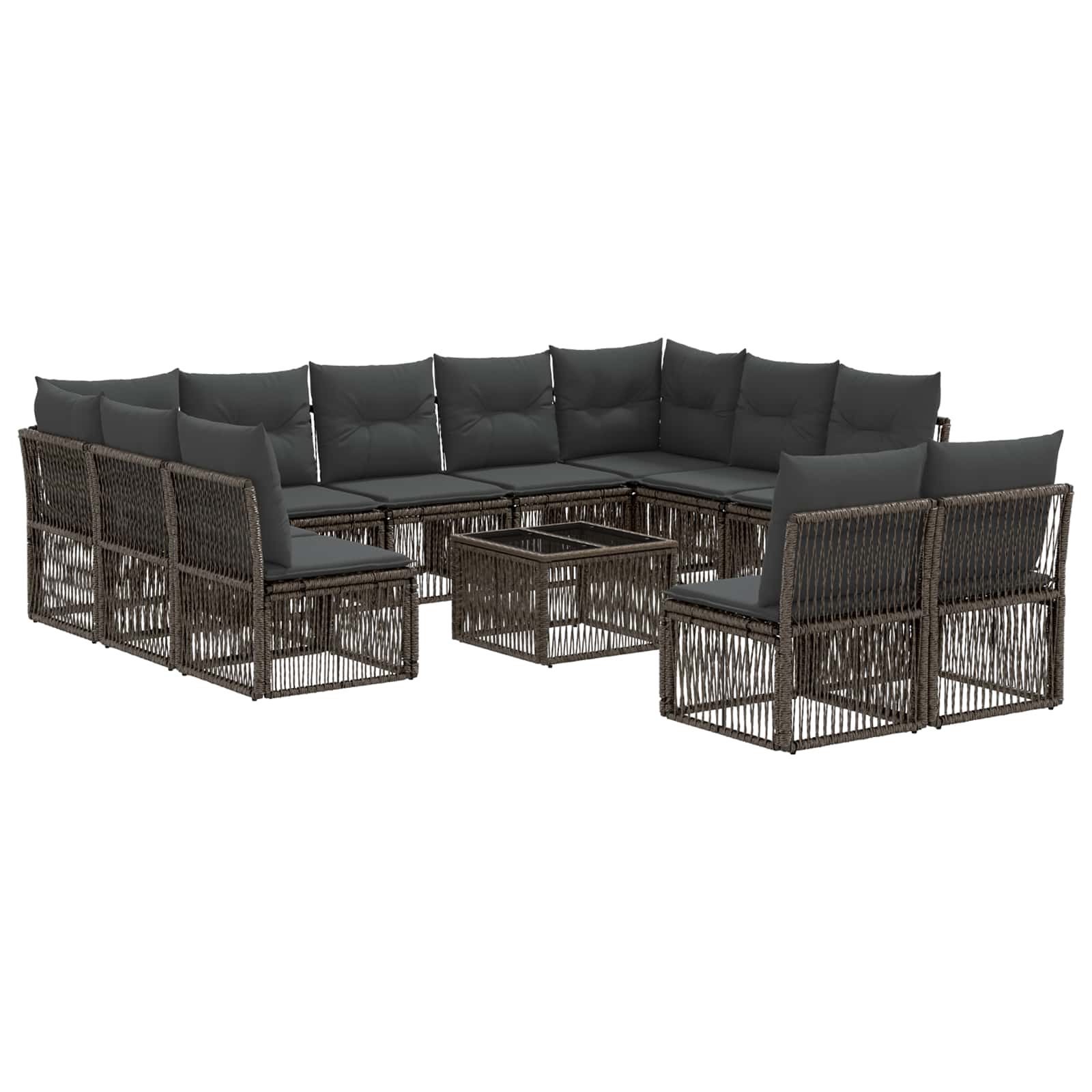 vidaXL Tuinbankenset 12 pcs Zwart poly rattan