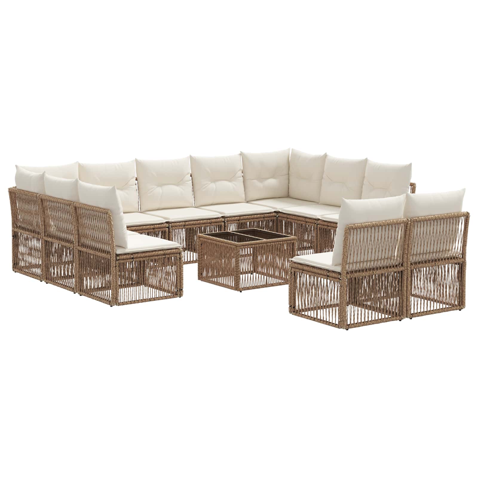vidaXL Tuinbankenset 12 pcs Zwart poly rattan