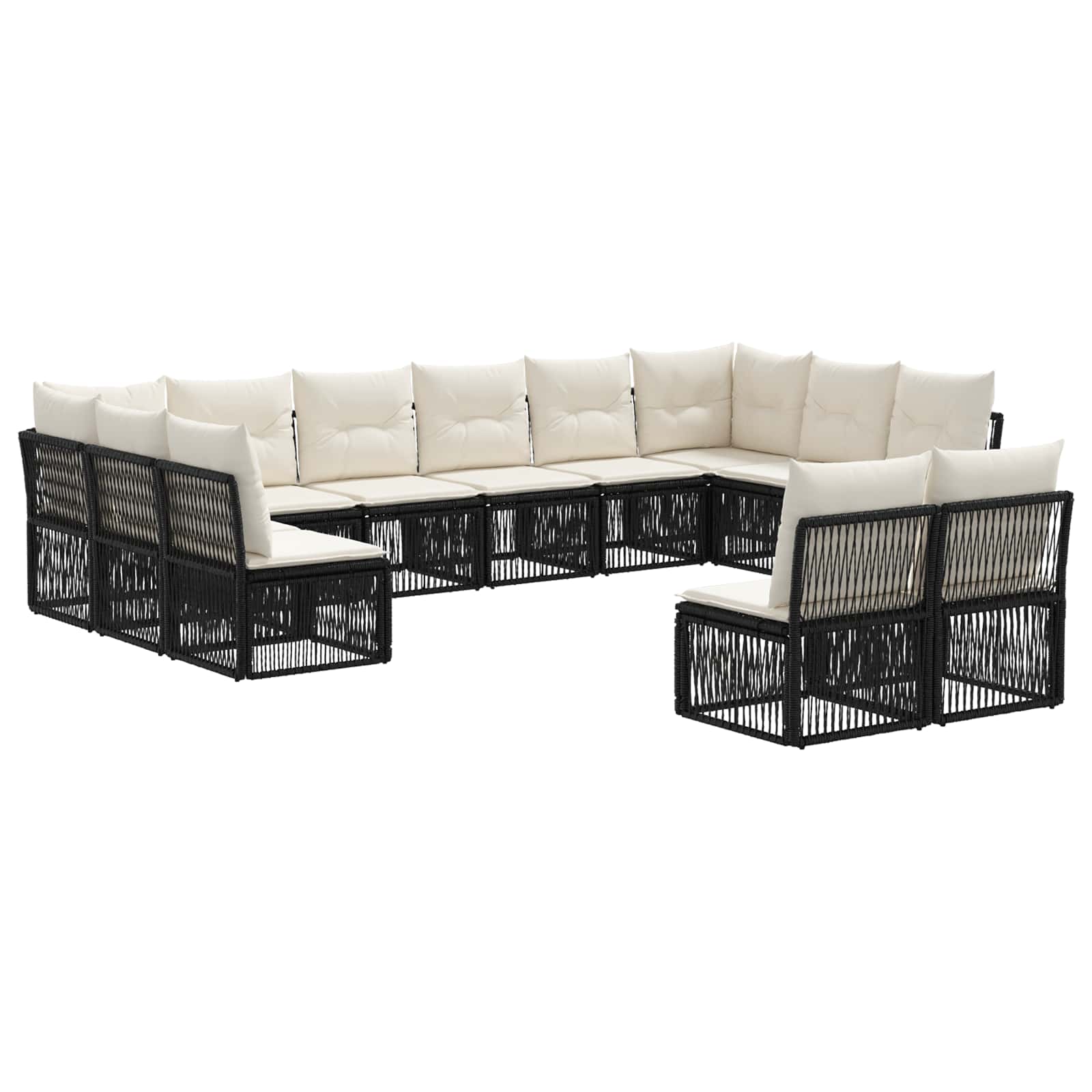 vidaXL Tuinbankenset 13 pcs Zwart poly rattan