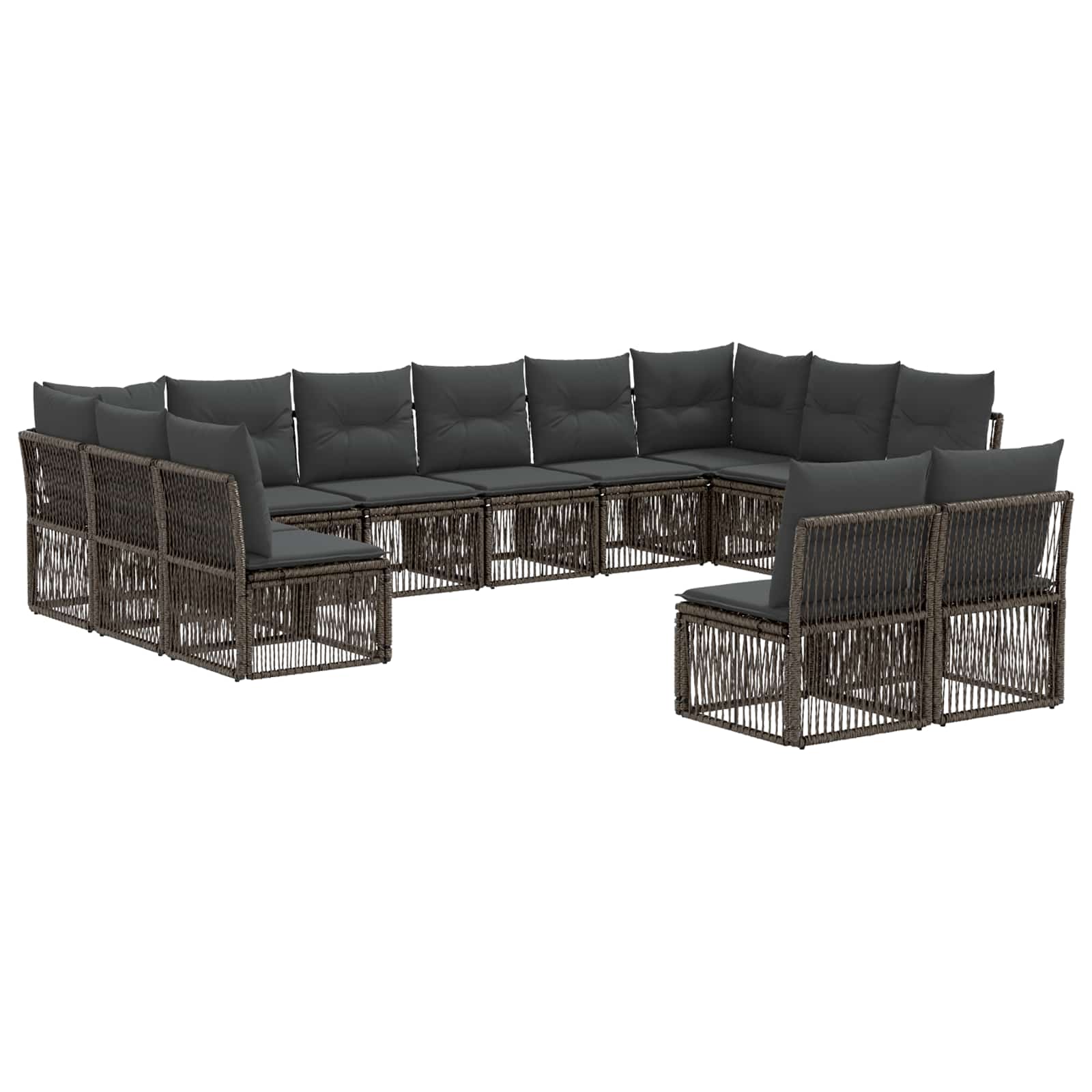 vidaXL Tuinbankenset 13 pcs Zwart poly rattan
