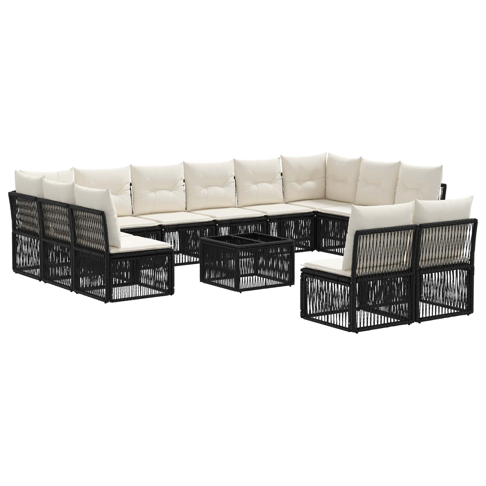vidaXL Tuinbankenset 13 pcs Zwart poly rattan