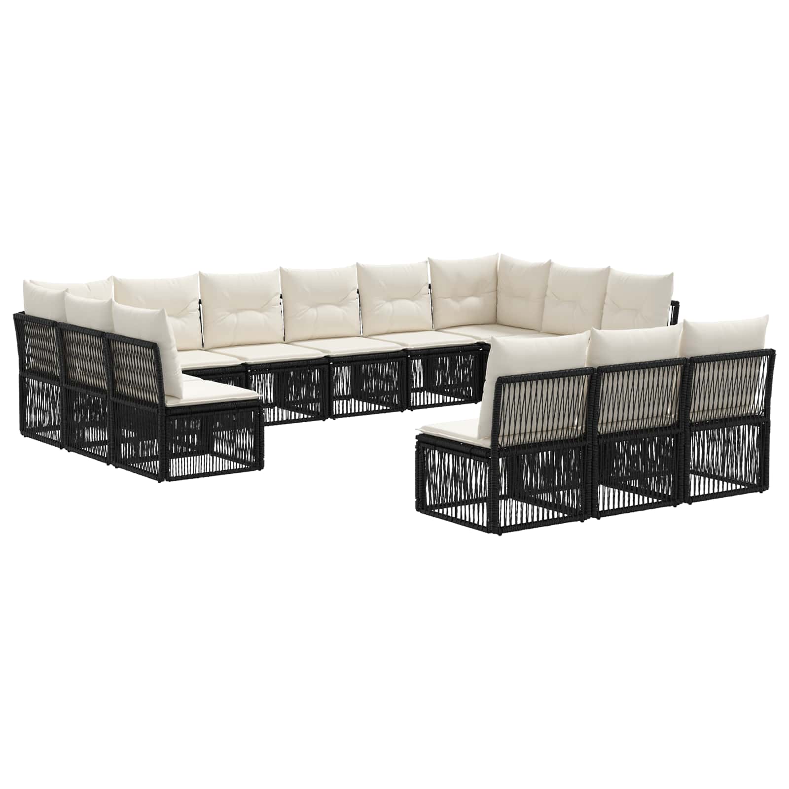 vidaXL Tuinbankenset 14 pcs Zwart poly rattan
