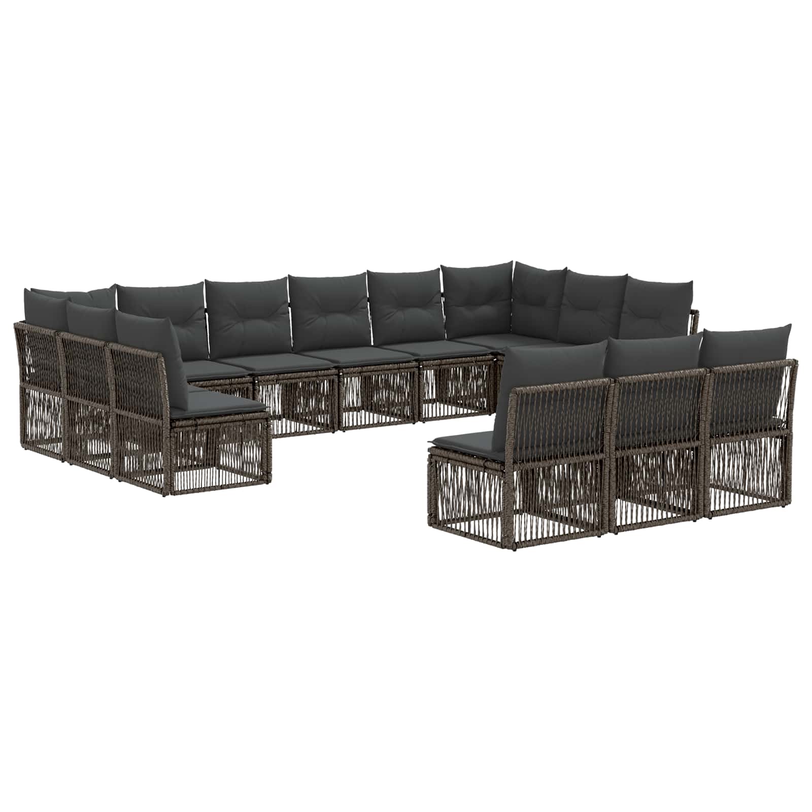 vidaXL Tuinbankenset 14 pcs Zwart poly rattan