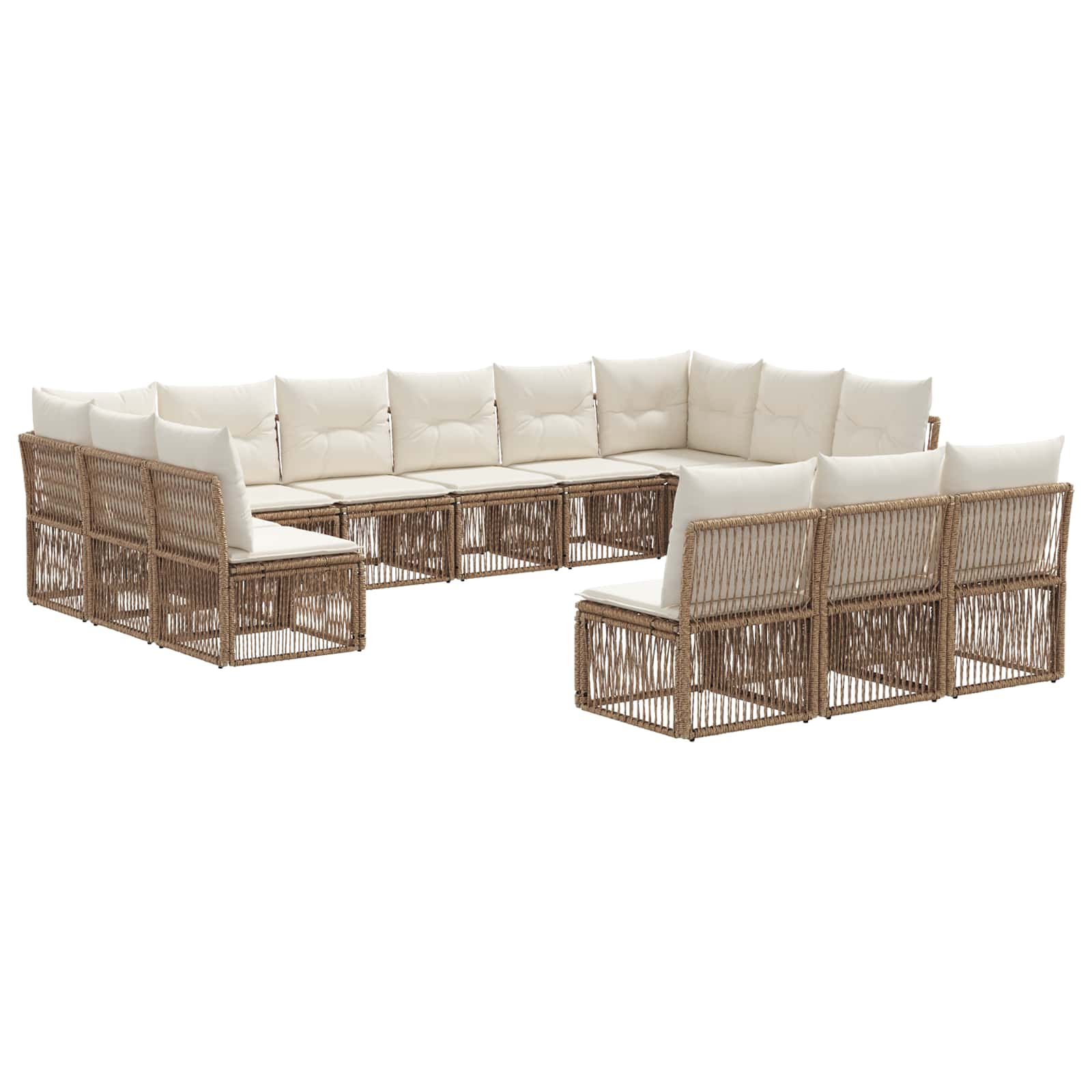 vidaXL Tuinbankenset 14 pcs Zwart poly rattan