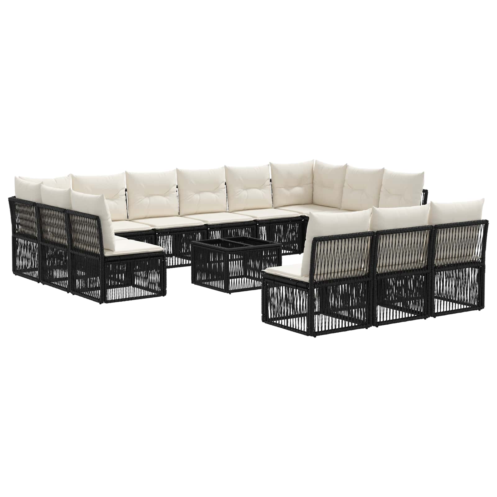 vidaXL Tuinbankenset 14 pcs Zwart poly rattan
