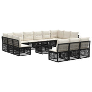 vidaXL Tuinbankenset 14 pcs Zwart poly rattan