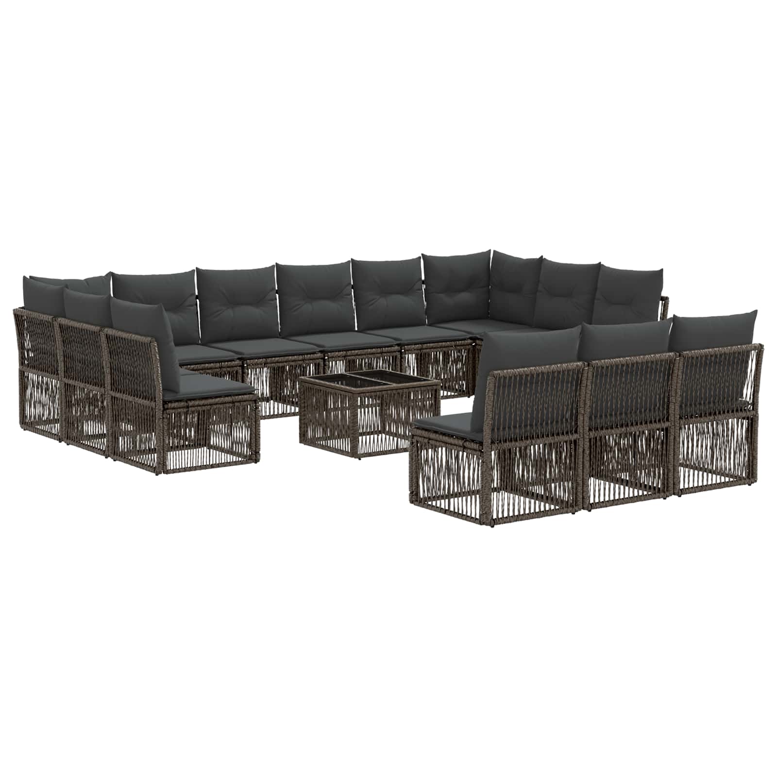 vidaXL Tuinbankenset 14 pcs Zwart poly rattan