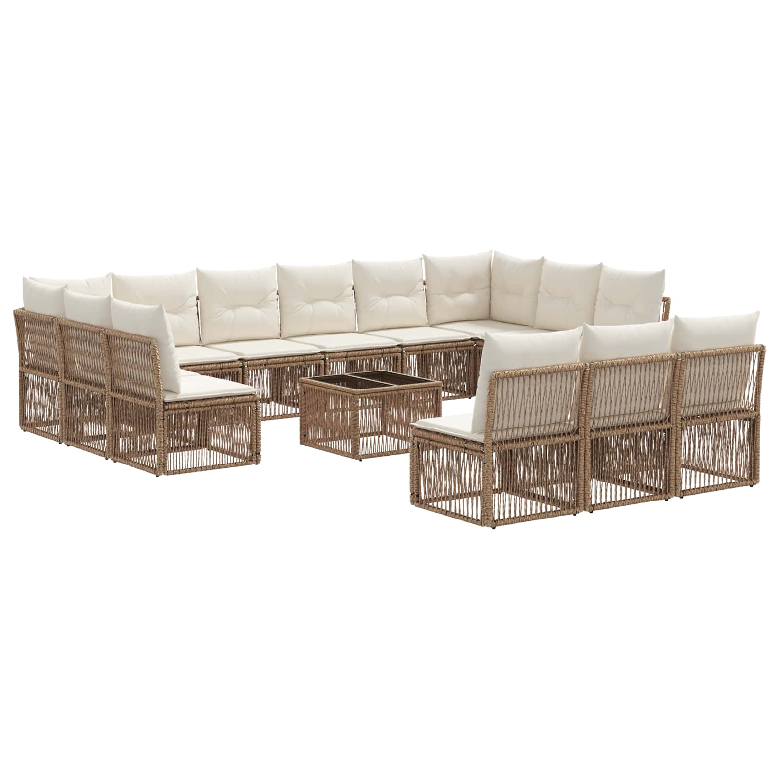 vidaXL Tuinbankenset 14 pcs Zwart poly rattan