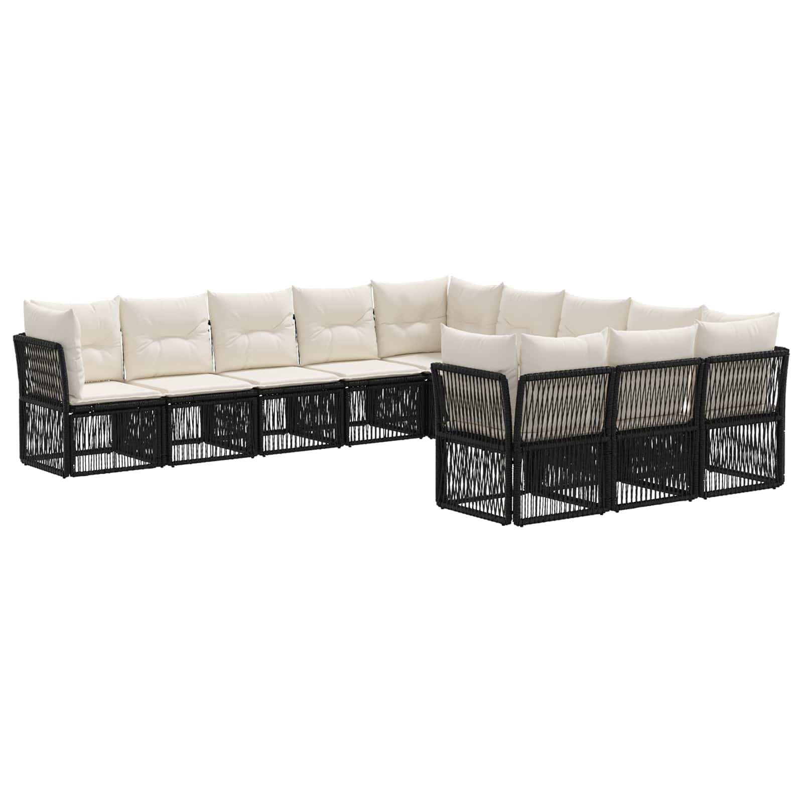 vidaXL Tuinbankenset 12 pcs Zwart poly rattan