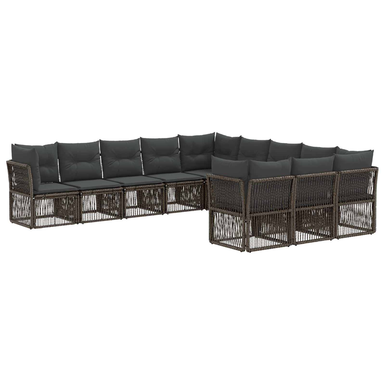 vidaXL Tuinbankenset 12 pcs Zwart poly rattan