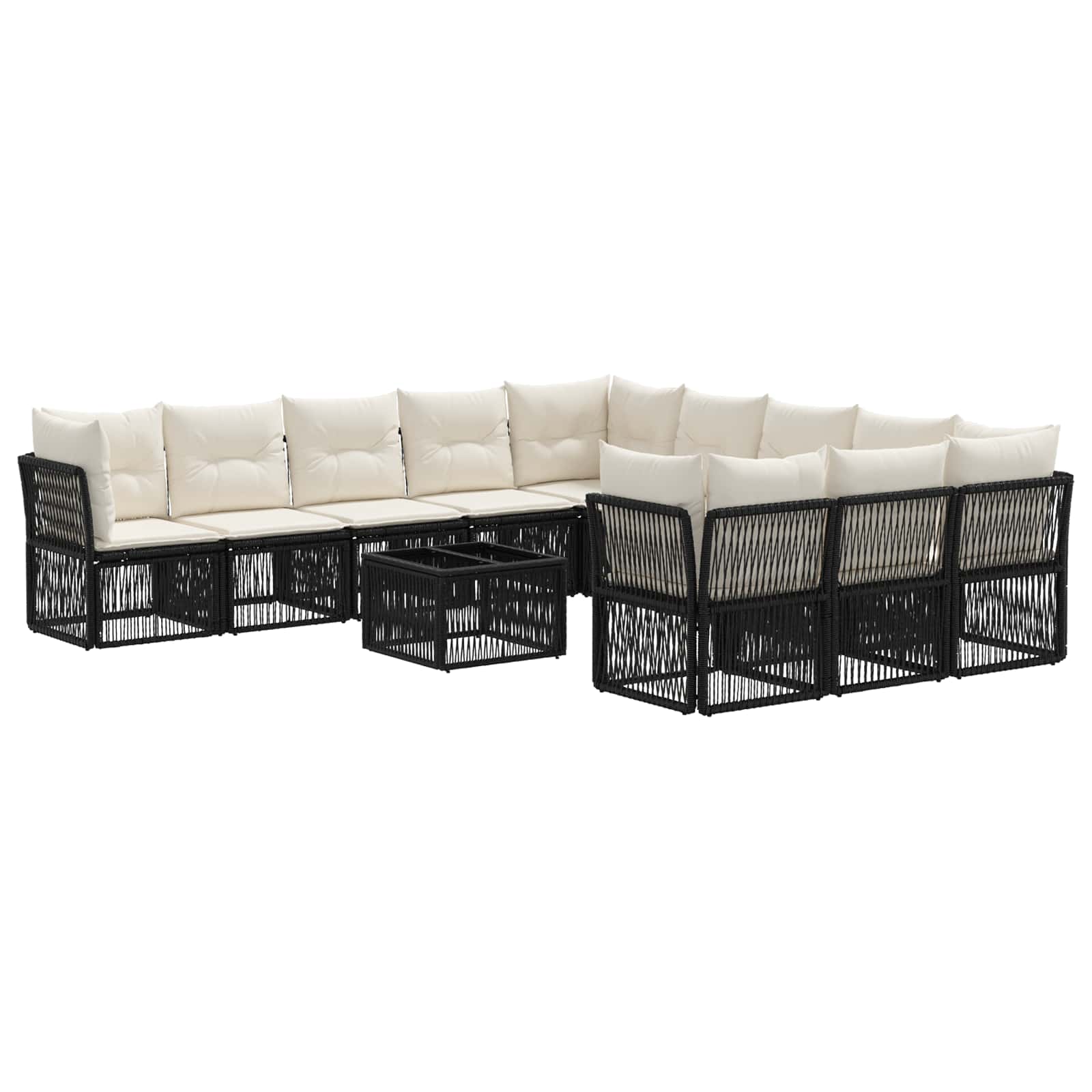 vidaXL Tuinbankenset 12 pcs Zwart poly rattan