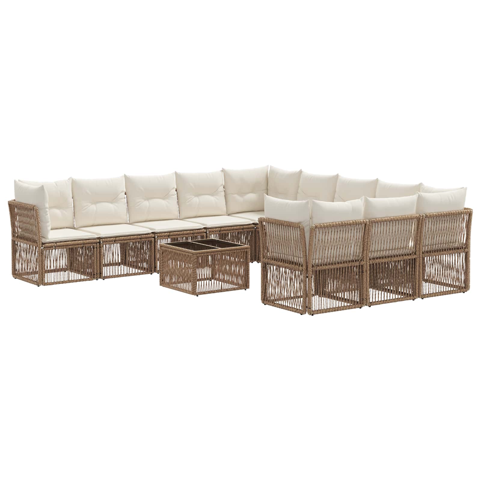 vidaXL Tuinbankenset 12 pcs Zwart poly rattan
