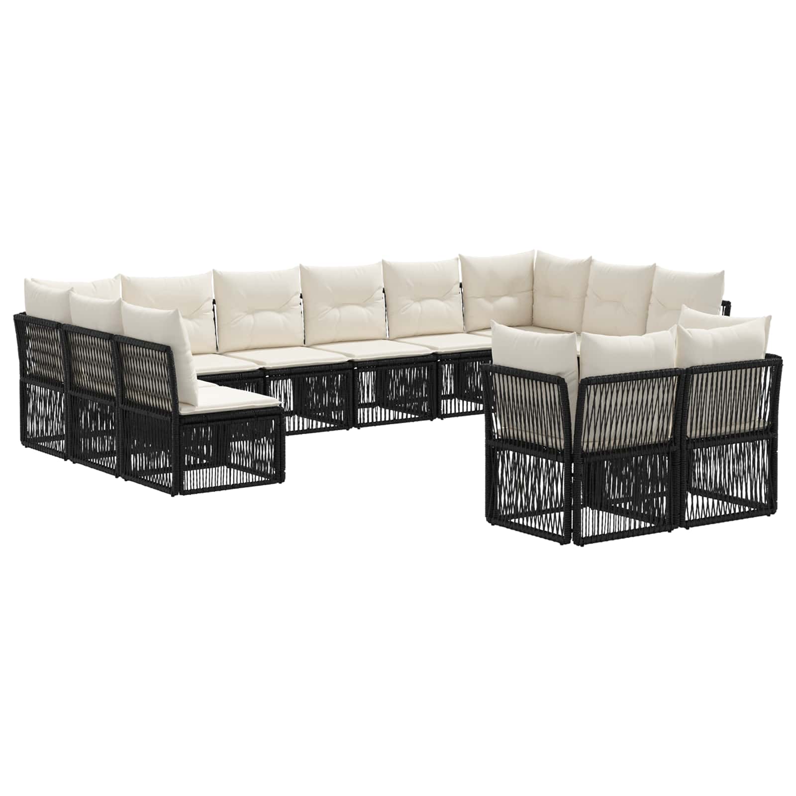 vidaXL Tuinbankenset 13 pcs Zwart poly rattan