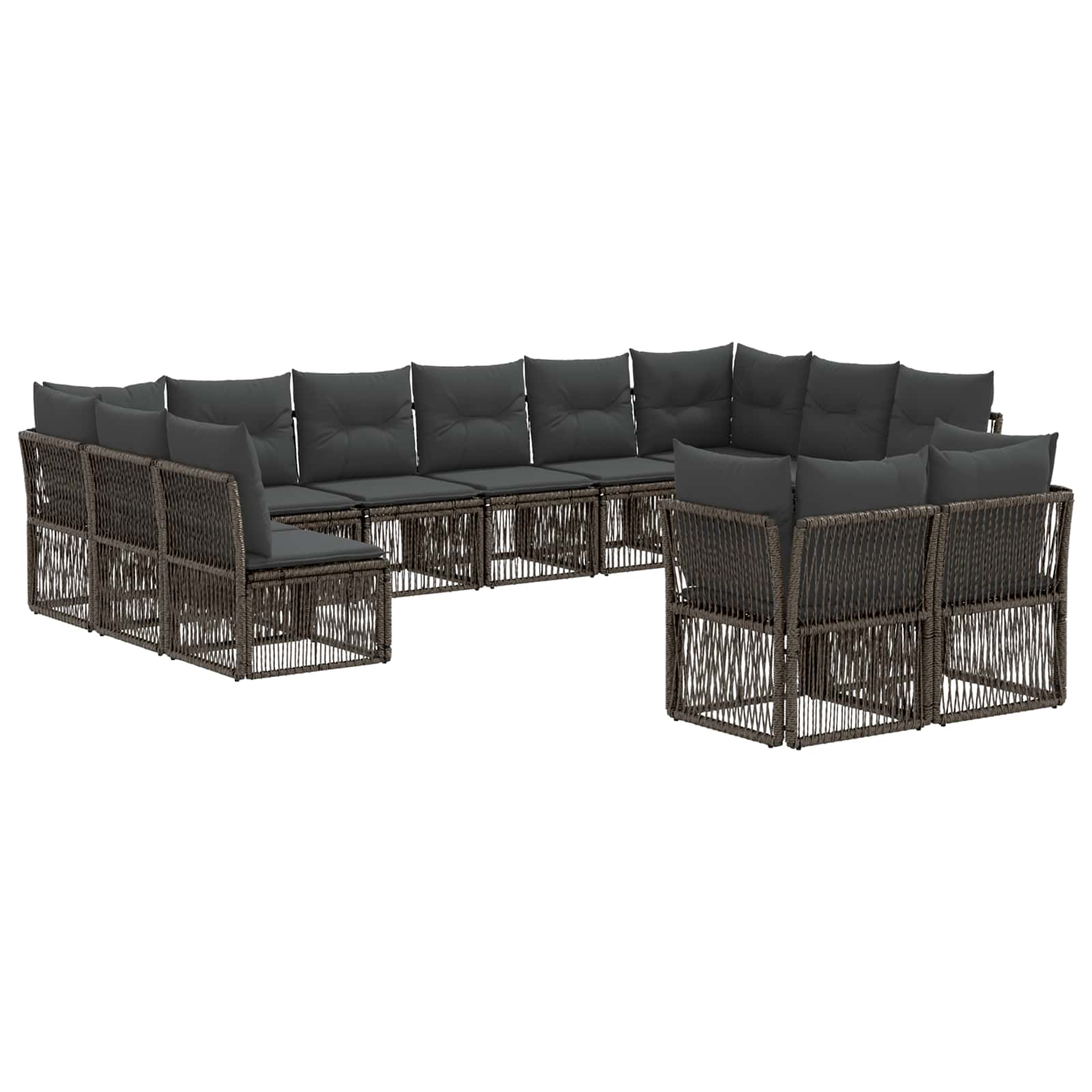 vidaXL Tuinbankenset 13 pcs Zwart poly rattan