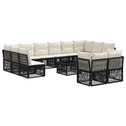 vidaXL Tuinbankenset 13 pcs Zwart poly rattan