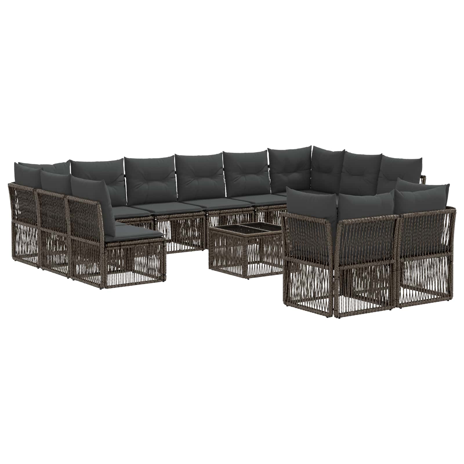 vidaXL Tuinbankenset 13 pcs Zwart poly rattan