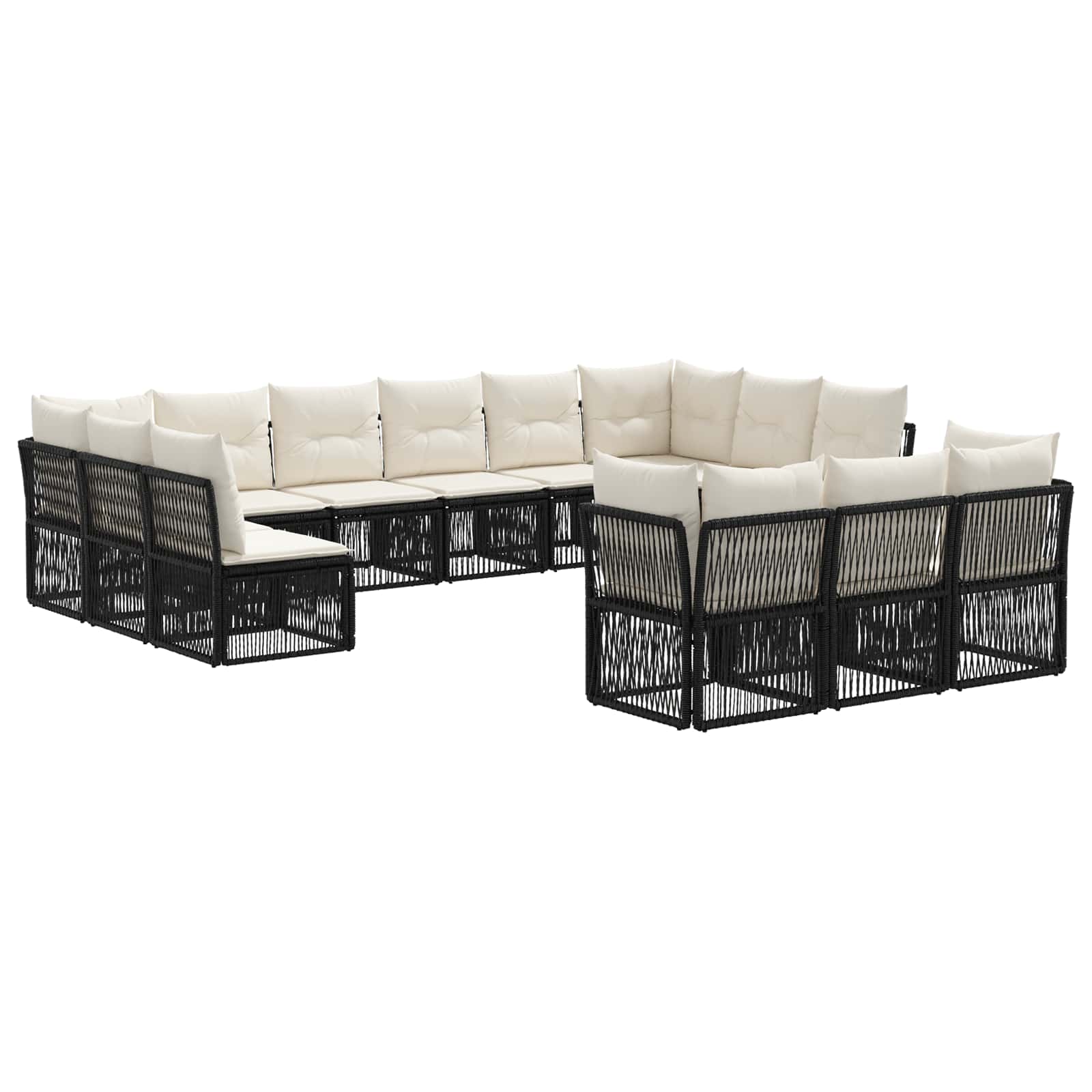 vidaXL Tuinbankenset 14 pcs Zwart poly rattan