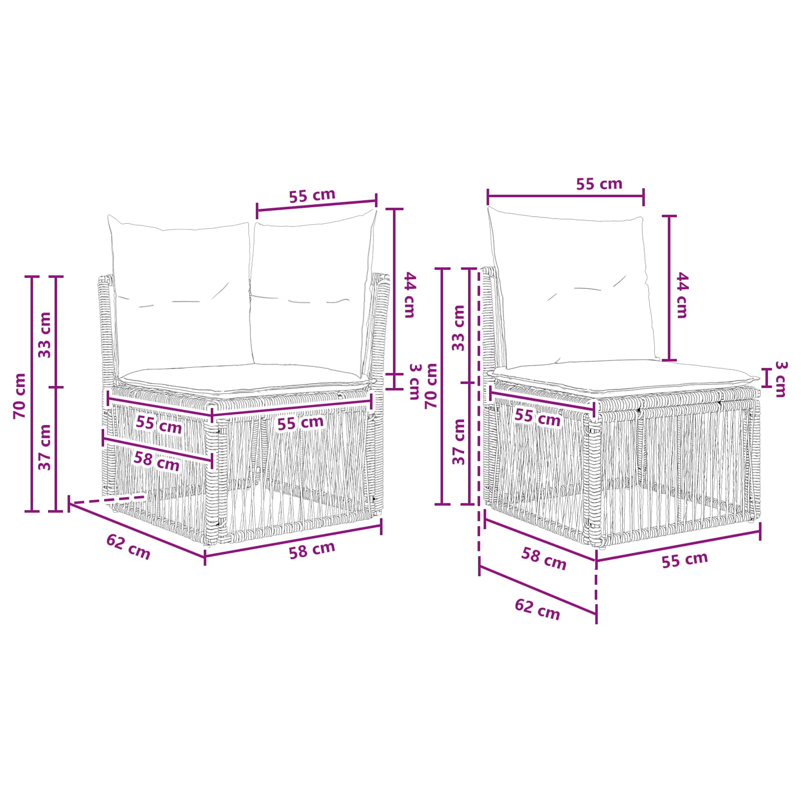 vidaXL Tuinbankenset 14 pcs Zwart poly rattan