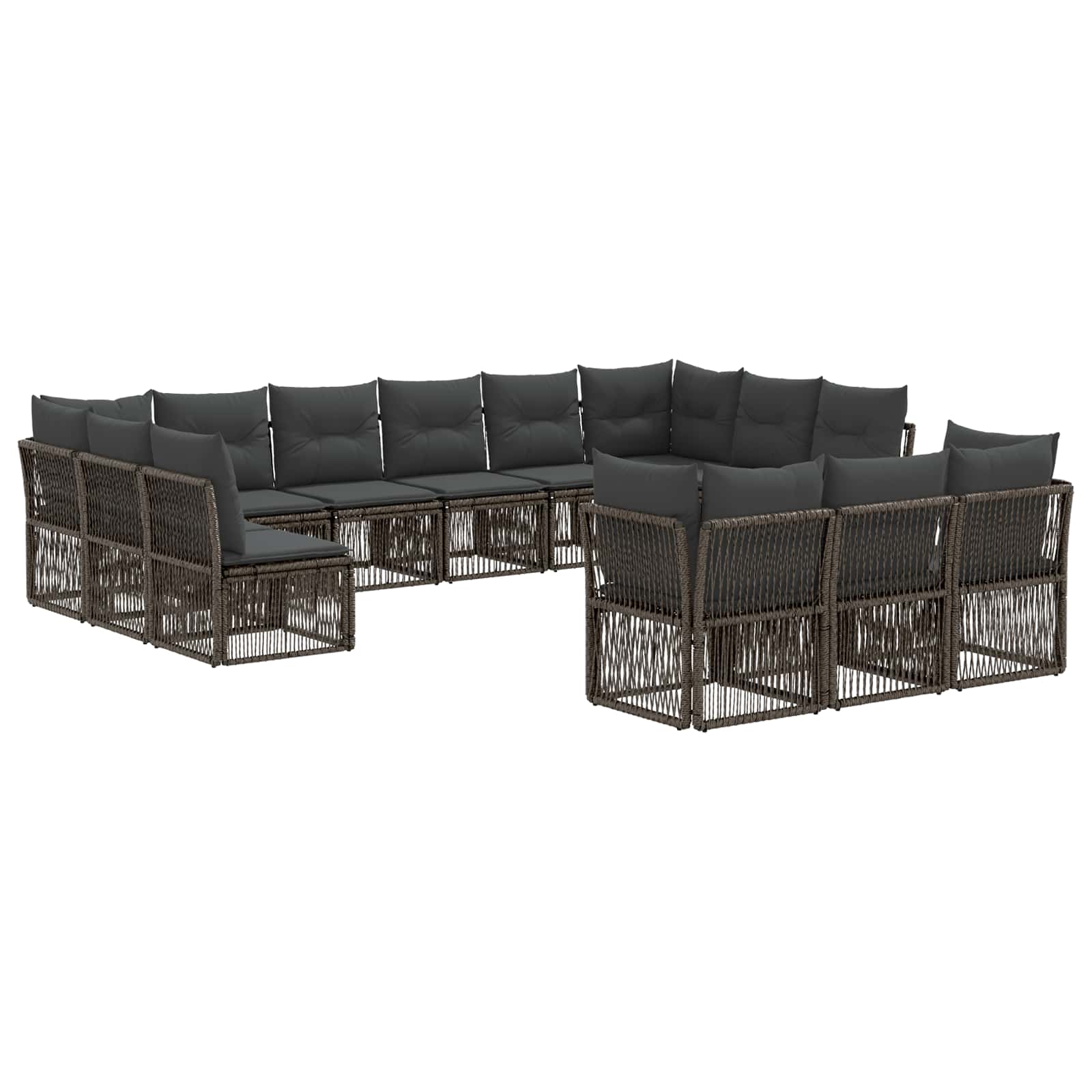 vidaXL Tuinbankenset 14 pcs Zwart poly rattan
