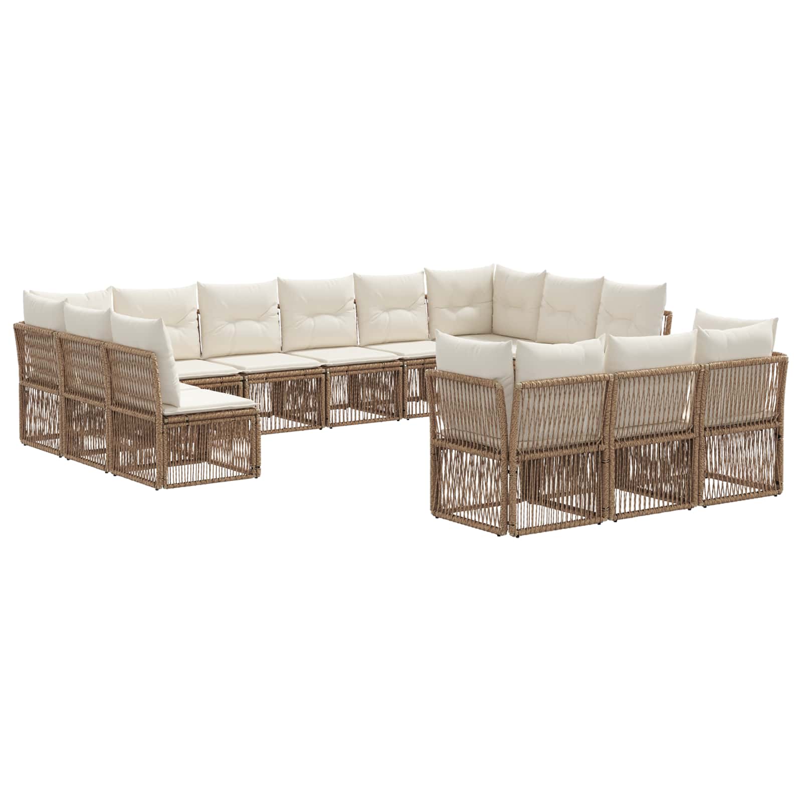 vidaXL Tuinbankenset 14 pcs Zwart poly rattan