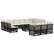vidaXL Tuinbankenset 14 pcs Zwart poly rattan