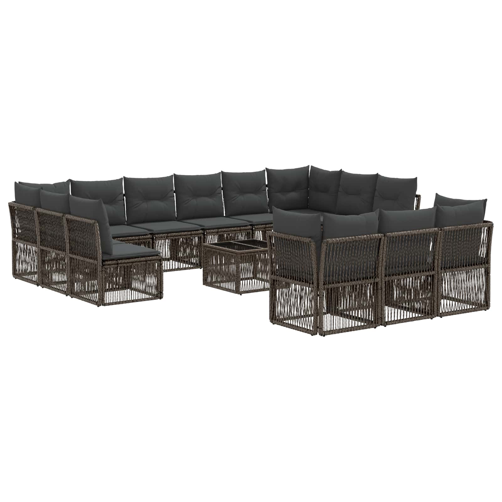 vidaXL Tuinbankenset 14 pcs Zwart poly rattan