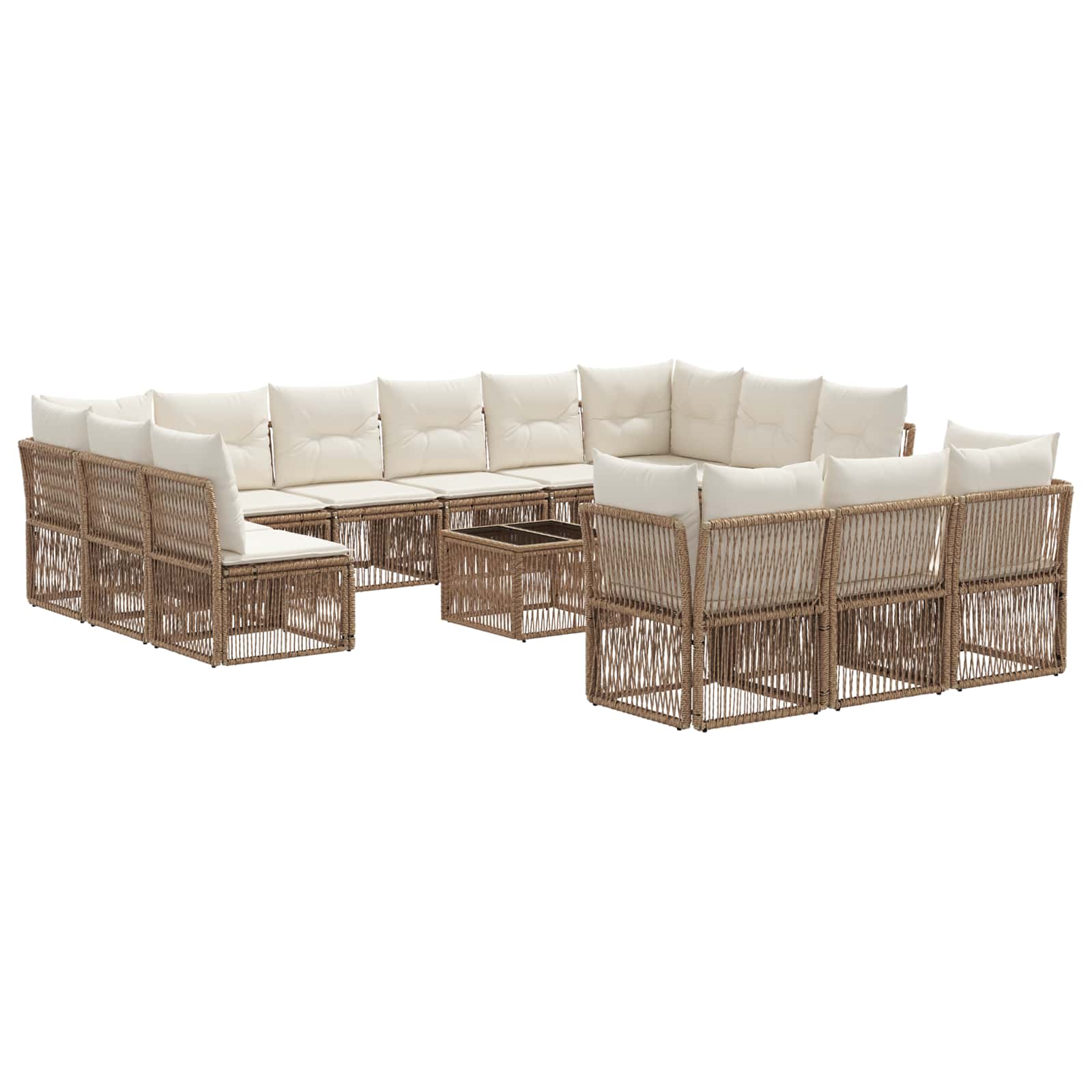 vidaXL Tuinbankenset 14 pcs Zwart poly rattan