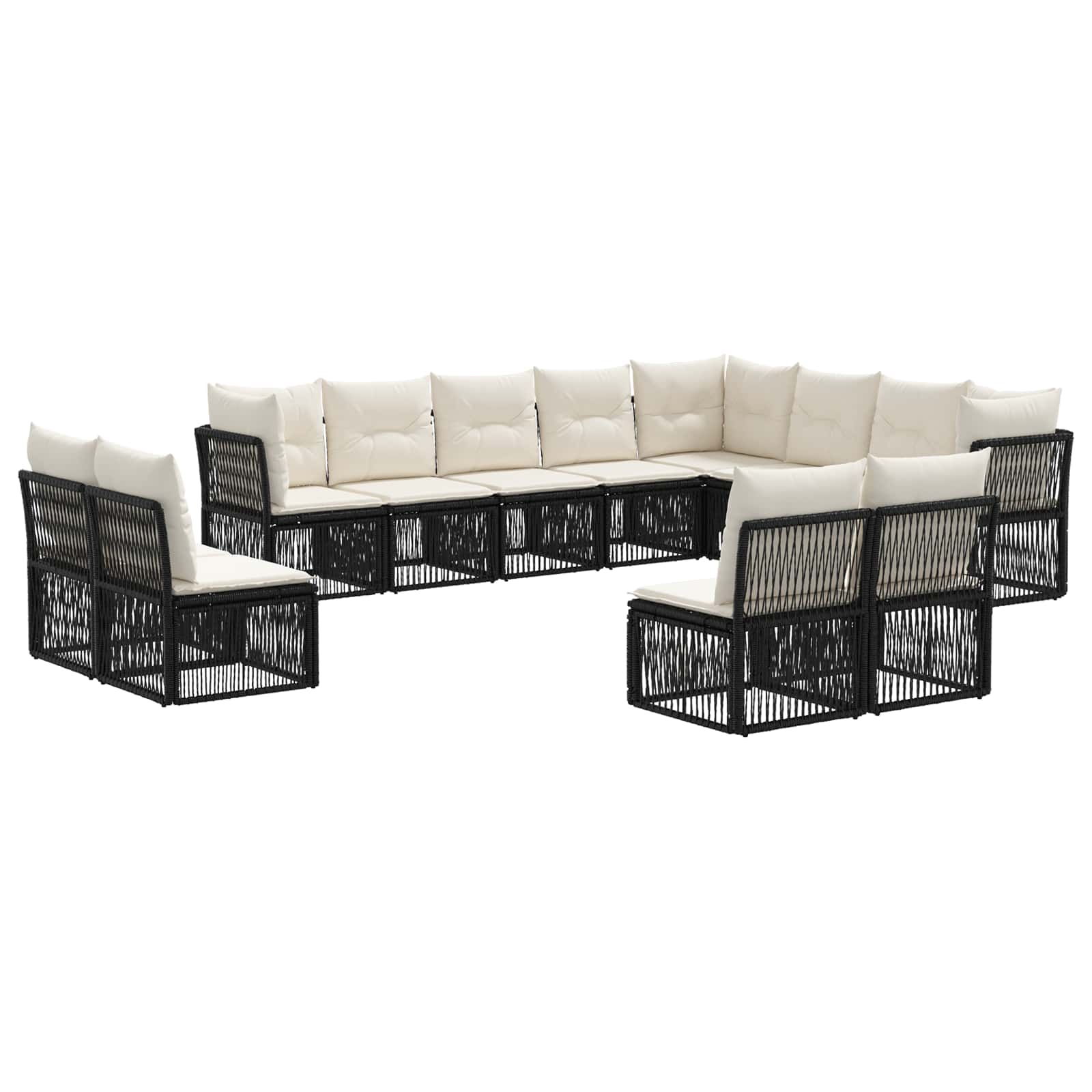 vidaXL Tuinbankenset 13 pcs Zwart poly rattan