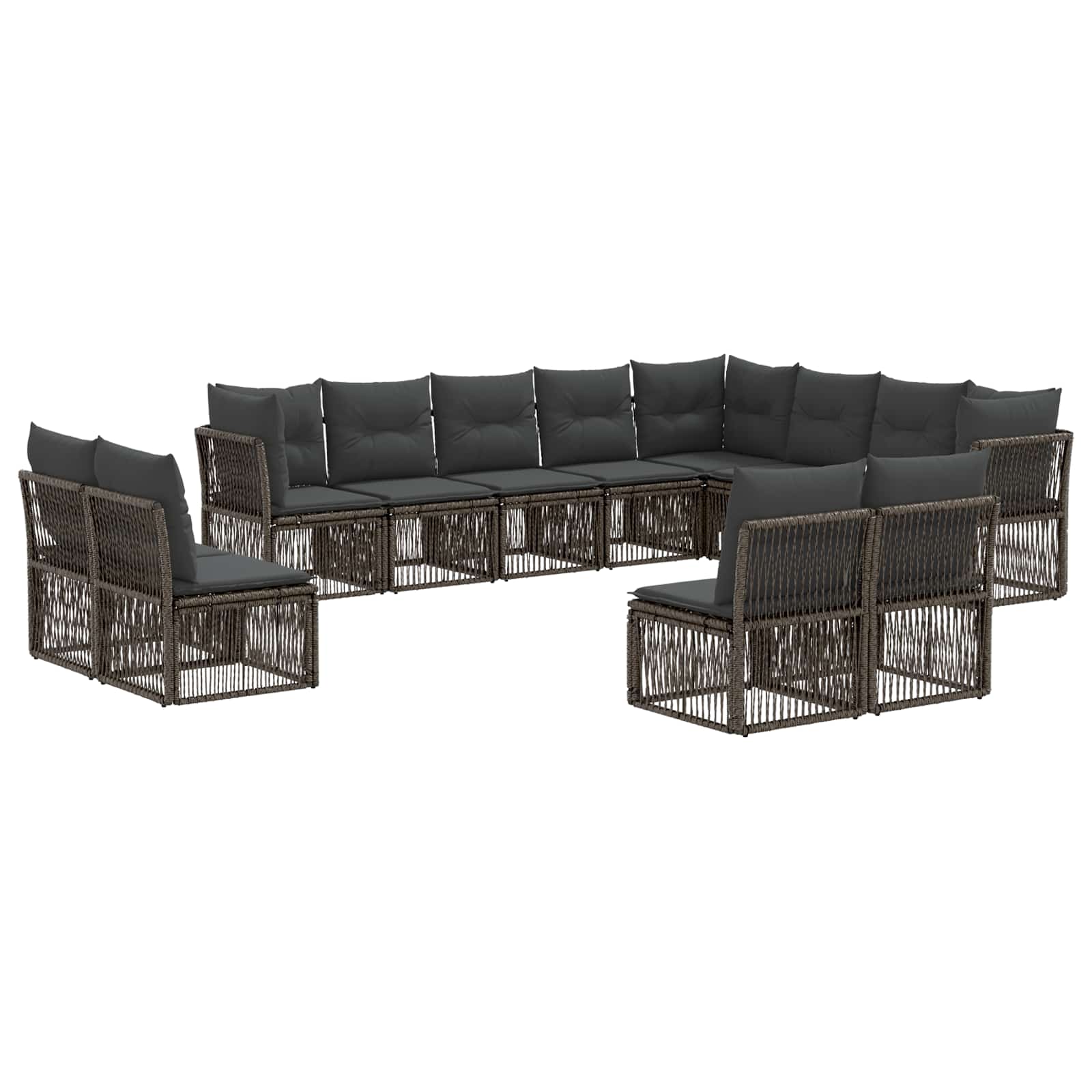 vidaXL Tuinbankenset 13 pcs Zwart poly rattan