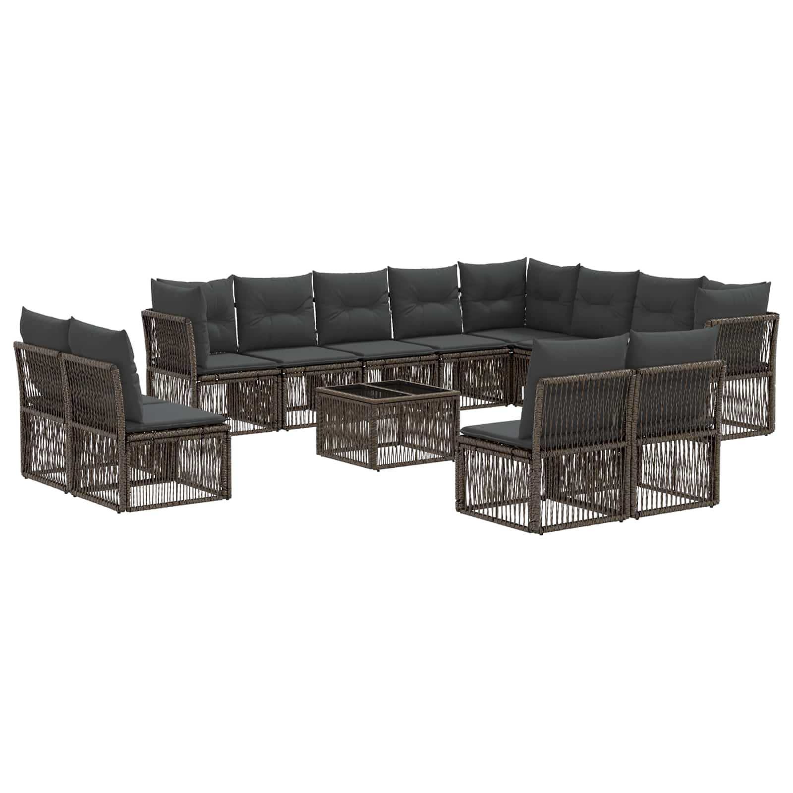 vidaXL Tuinbankenset 13 pcs Zwart poly rattan