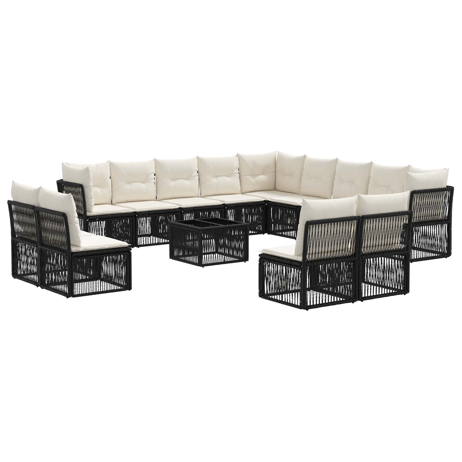 vidaXL Tuinbankenset 14 pcs Zwart poly rattan