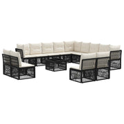 vidaXL Tuinbankenset 14 pcs Zwart poly rattan
