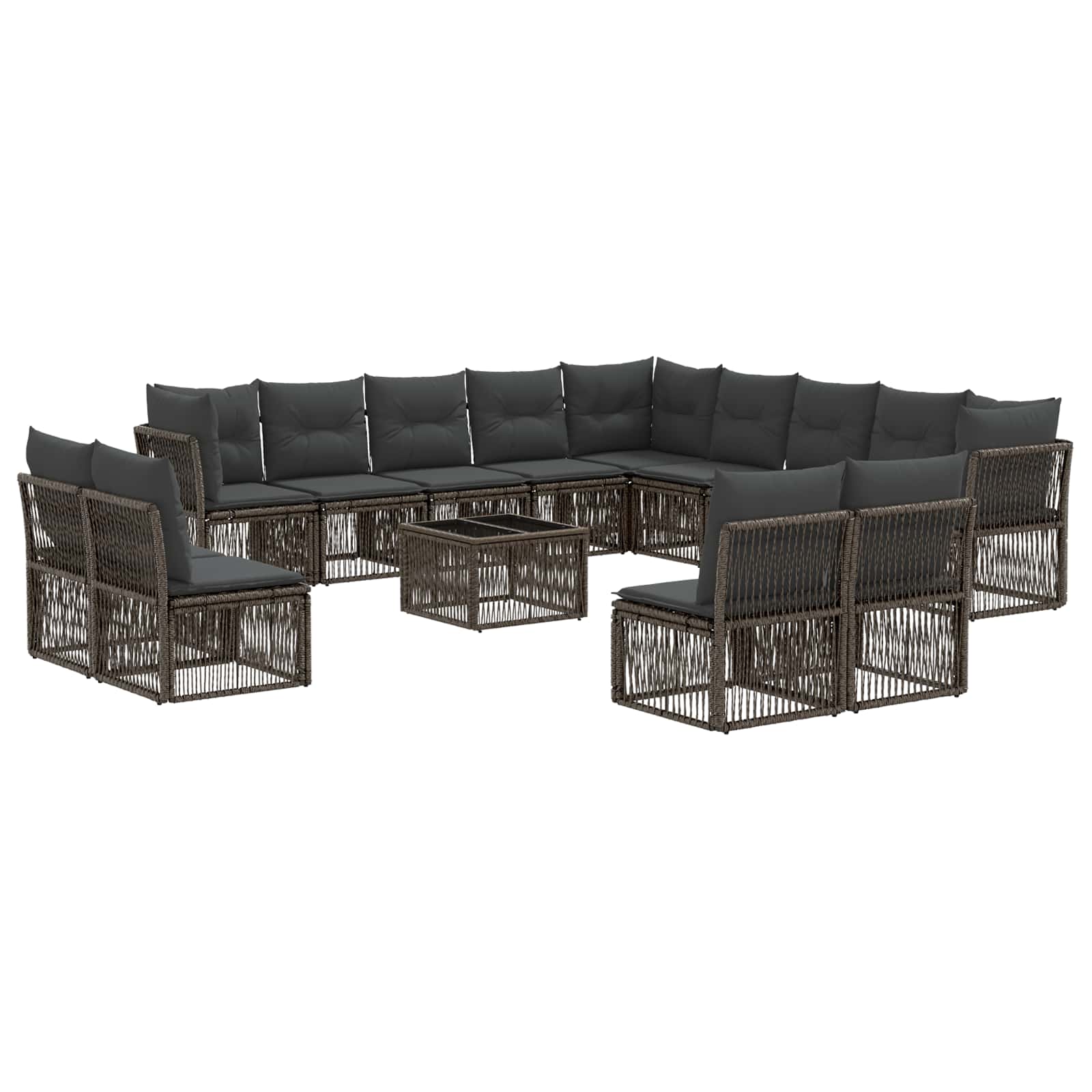 vidaXL Tuinbankenset 14 pcs Zwart poly rattan