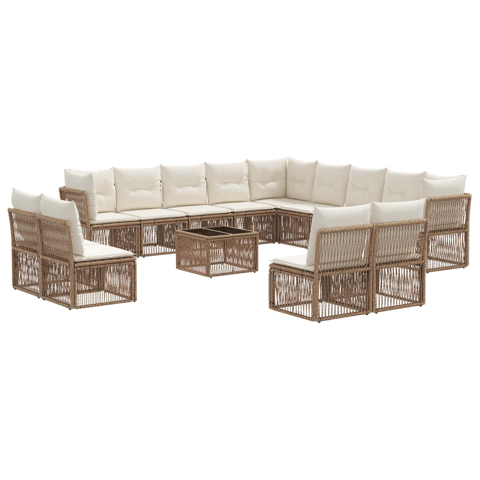 vidaXL Tuinbankenset 14 pcs Zwart poly rattan