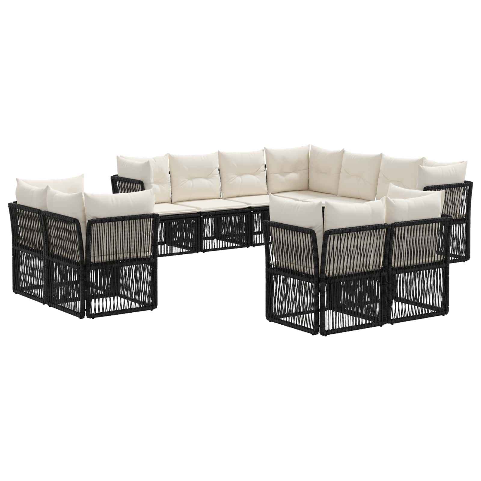 vidaXL Tuinbankenset 12 pcs Zwart poly rattan