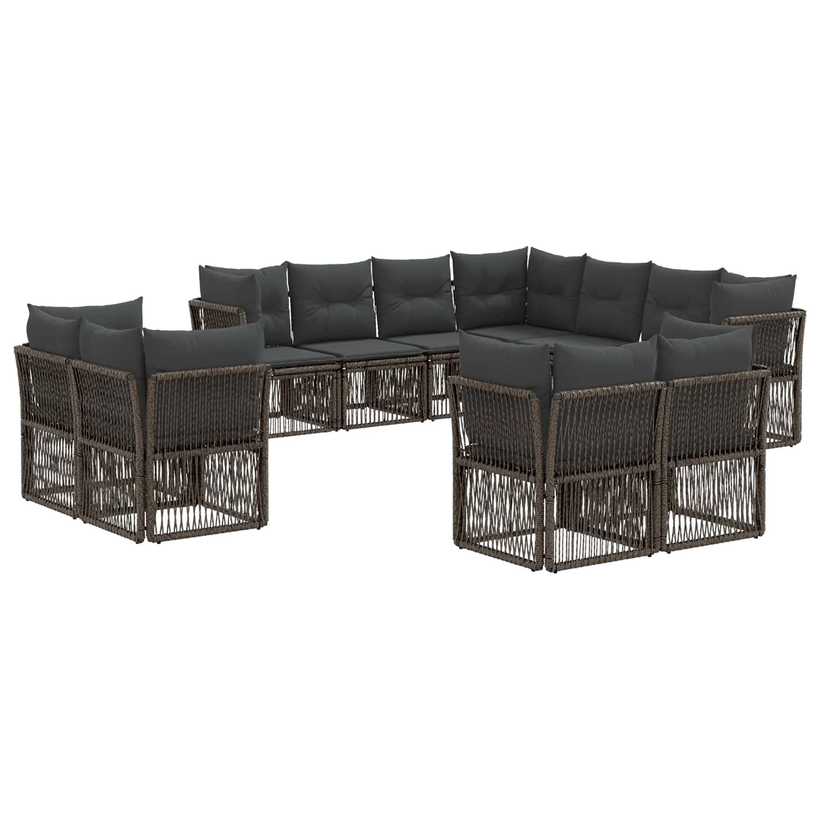 vidaXL Tuinbankenset 12 pcs Zwart poly rattan