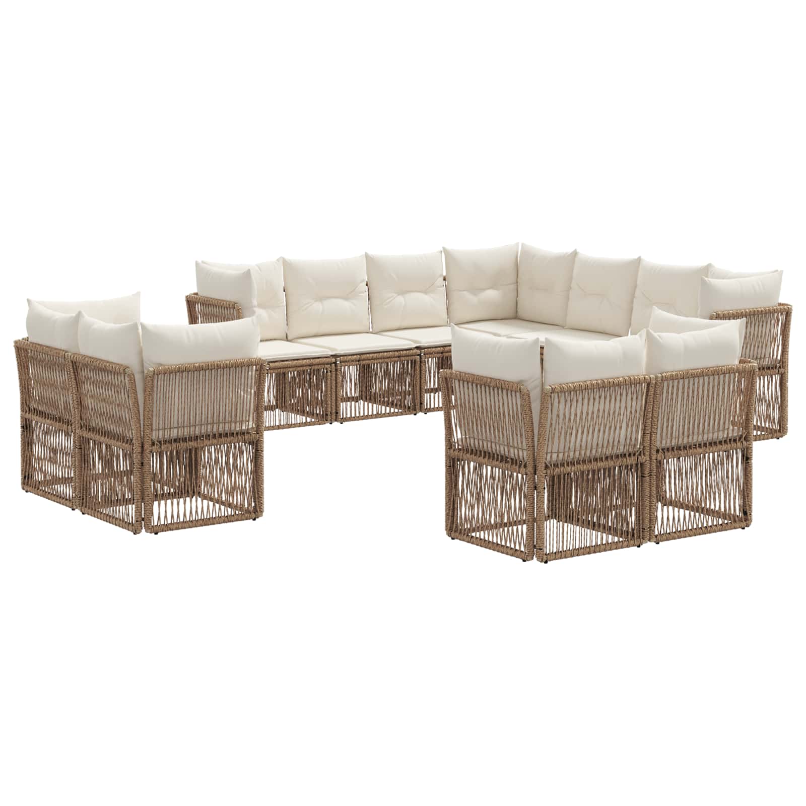 vidaXL Tuinbankenset 12 pcs Zwart poly rattan